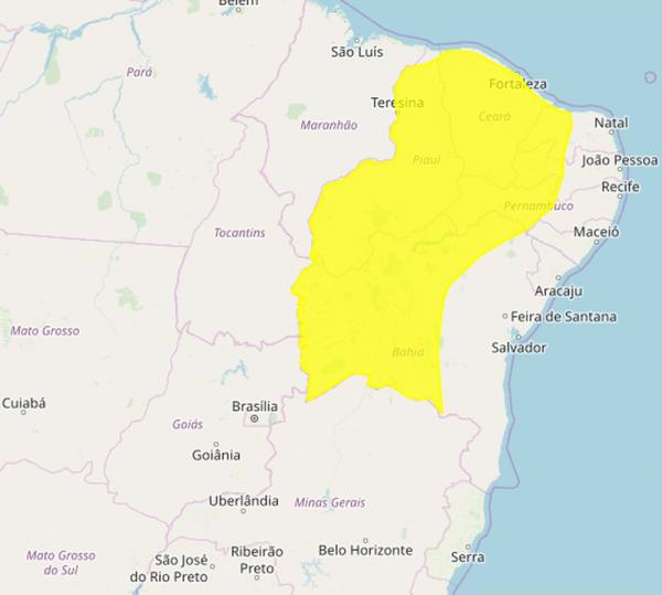 Piauí está em alerta para chuvas intensas(Imagem:Divulgação/Inmet)