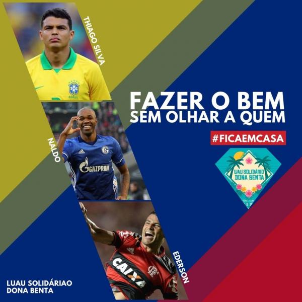 Com Thiago Silva, Naldo e Ederson como padrinhos, campanha busca doar 300 cestas básicas(Imagem:Reprodução)