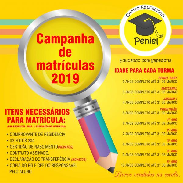 Campanha de Matrículas(Imagem:Centro Educacional Peniel)