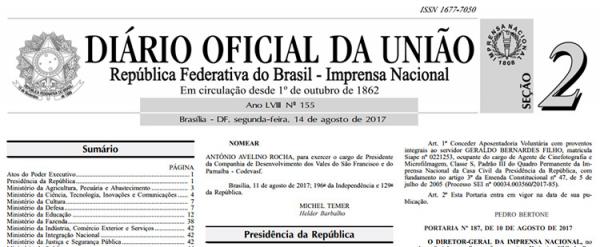 Diário Oficial da União(Imagem:Divulgação)