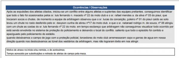 Súmula explica confusão entre Moto e Piauí.(Imagem:Reprodução/CBF)