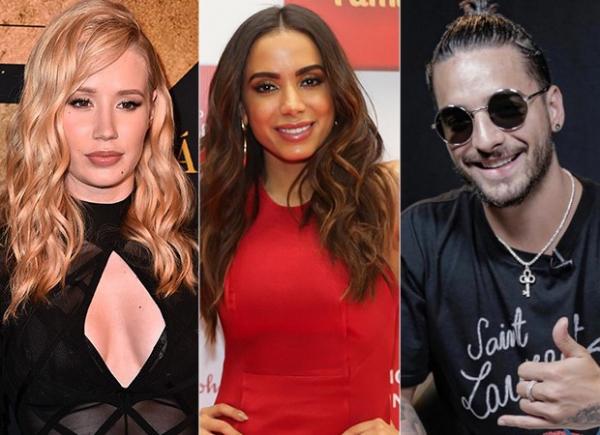 Iggy Azalea, Anitta e Maluma.(Imagem:Reprodução)