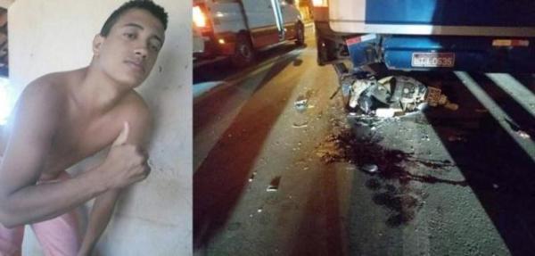 Jovem morre após colidir em traseira de ônibus em Picos.(Imagem:Picos 40 Graus)