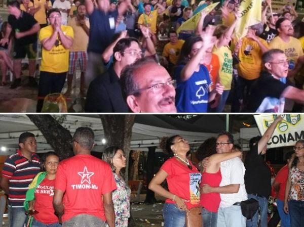 Pesar e comemoração, manifestantes em Teresina reagem a impeachment.(Imagem:Pesar e comemoração, manifestantes em Teresina rea)