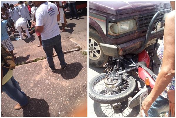 Moto vai parar embaixo de carro em acidente de trânsito em Barão de Grajaú.(Imagem:Divulgação)