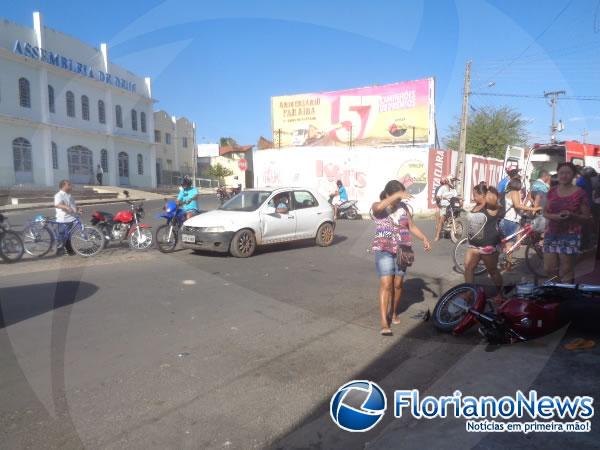Colisão entre carro e moto deixa um ferido no bairro Ibiapaba(Imagem:FlorianoNews)