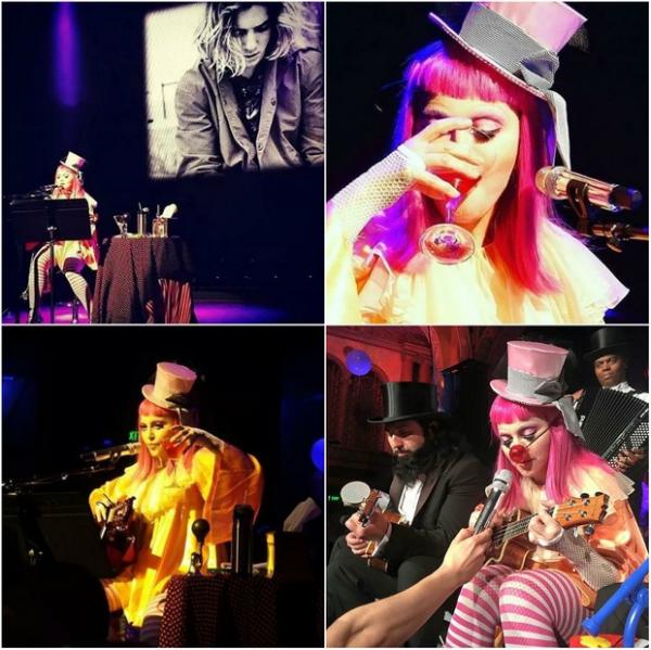 Madonna se apresenta em show na Austrália: a cantora fez uma homenagem ao filho Rocco e, por várias vezes, foi fotografada bebendo no palco.(Imagem:Reprodução/Instagram)