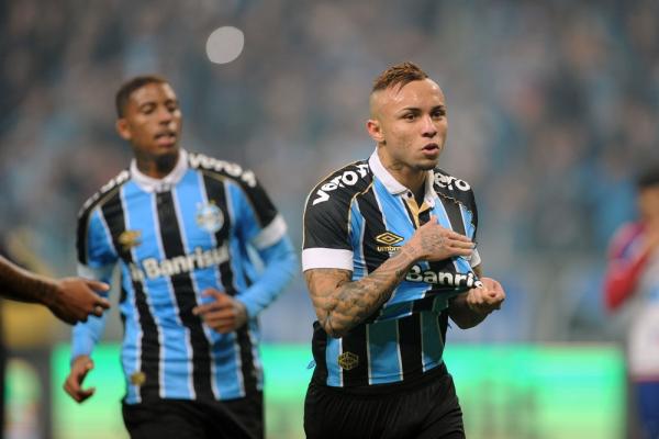 Everton comemora o gol pelo Grêmio contra o Bahia.(Imagem:Wesley Santos/Agência PressDigital)