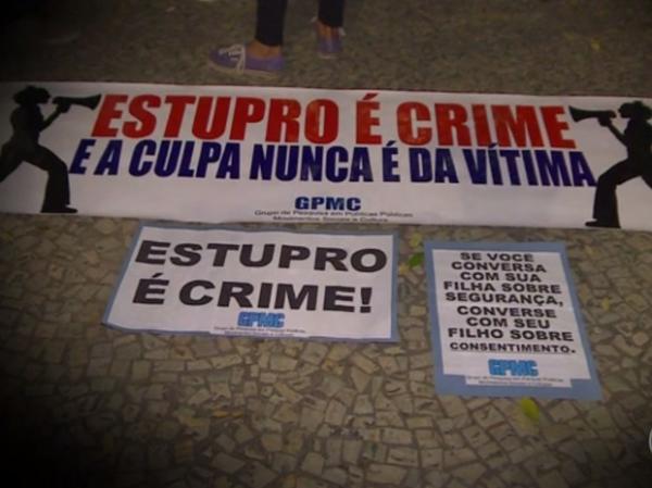 Faixas contra a cultura do estupro.(Imagem:Reprodução/TV Globo)