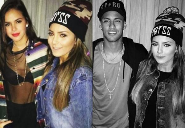 Bruna Marquezine e Neymar posam com fãs em festa.(Imagem:Reprodução/Instagram)