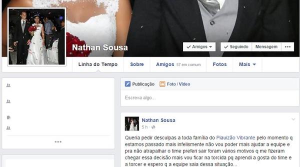 Natan se despede do Piauí.(Imagem:Reprodução/Facebook)