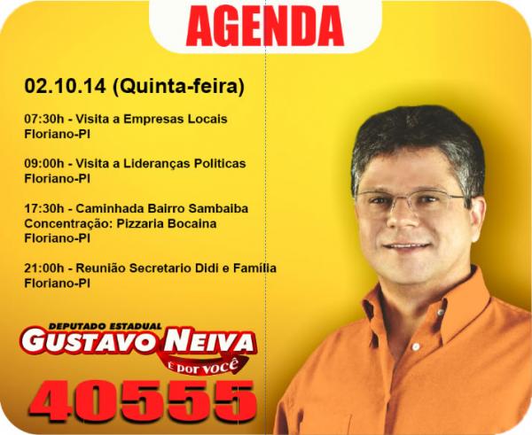 Confira a agenda do candidato Gustavo Neiva para esta quinta (2).(Imagem:Assessoria de Comunicação)