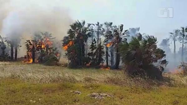 Incêndio em aterro sanitário de Ilha Grande, no Piauí, dura mais de 24 horas.(Imagem:Reprodução)