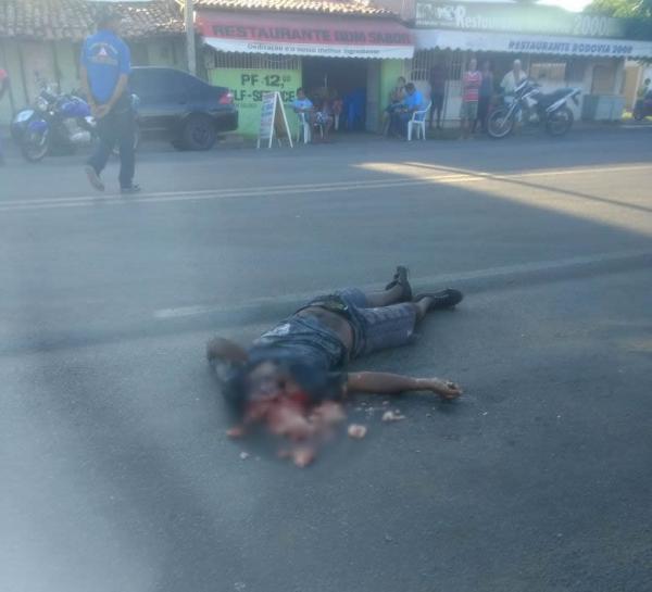 Homem tem cabeça esmagada por caminhão em Floriano(Imagem:Divulgação/Whatsapp)