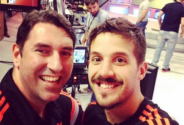 André Guimarães (supervisor) com o MVP da decisão, Nico Laprovittola antes de o programa começar.(Imagem:Reprodução / Instagram)