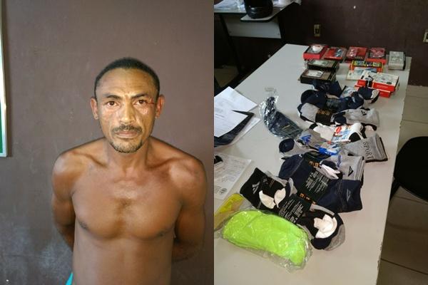 Homem é detido com objetos roubados em Floriano .(Imagem:Reprodução/3° BPM)