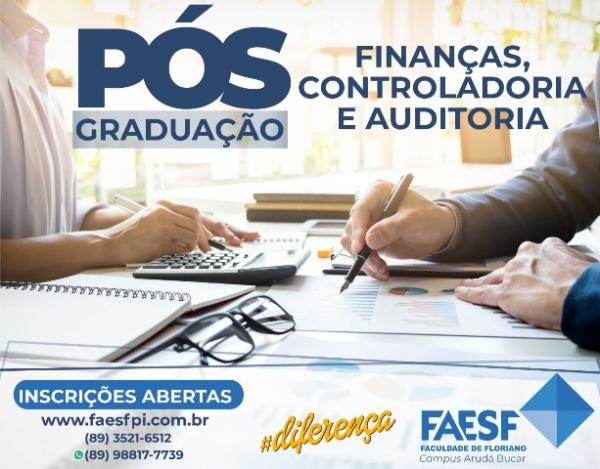 Conheça o curso de Pós-Graduação em Finanças, Controladoria e Auditoria da FAESF(Imagem:Divulgação)