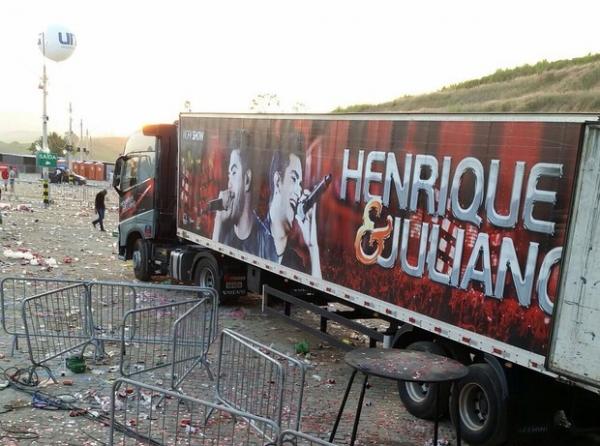 Carreta do caminhão de Henrique e Juliano roubada nesta quarta-feira, 22. Baú foi encontrado intacto.(Imagem:Divulgação)
