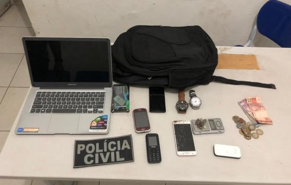 Material apreendido pela Polícia Civil durante a prisão, em Luzilândia.(Imagem:Polícia Civil)