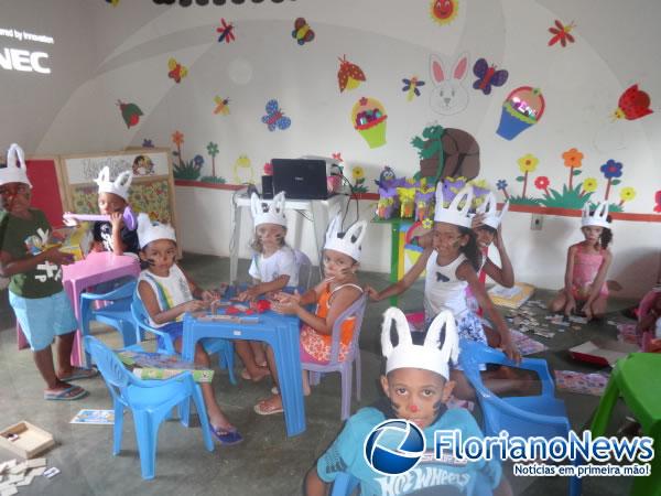 Confraternização de Páscoa encantou as crianças da Creche Eduardo Neiva.(Imagem:FlorianoNews)