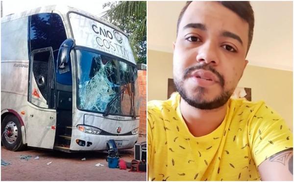 Cantor se posiciona após ônibus ser depredado no Piauí.(Imagem:Reprodução)