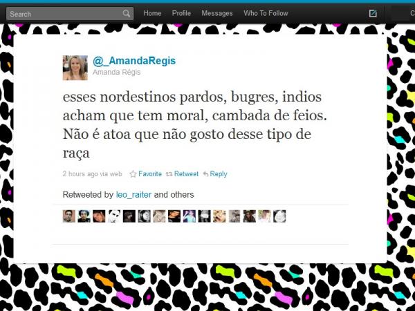 Amanda Régis fala mal de nordestinos no Twitter e cria polêmica(Imagem:Divulgação)