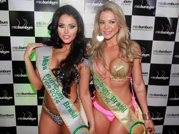 Claudia Alende e Ana Flávia Magalhães, respectivamente segunda e terceira colocadas, no Miss Bumbum 2014.(Imagem:Iwi Onodera / EGO)