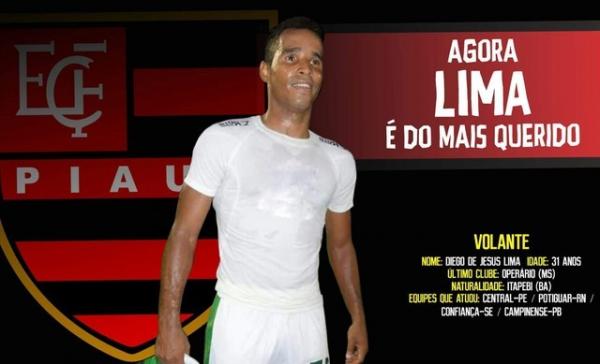 Fla-PI anuncia Lima como novo reforço do clube.(Imagem:Divulgação)