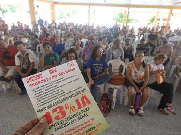 Trabalhadores da educação do Piauí cobram reajuste de 13%.(Imagem:Sinte-PI/Divulgação)