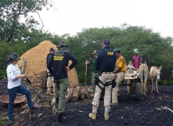 Cinco são conduzidos por suspeita de crime ambiental no Piauí.(Imagem:PRF)