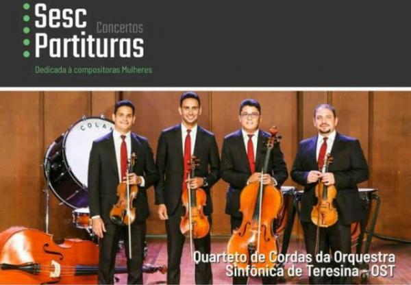 Quarteto de Cordas da Orquestra Sinfônica de Teresina se apresenta em Floriano.(Imagem:Sesc)