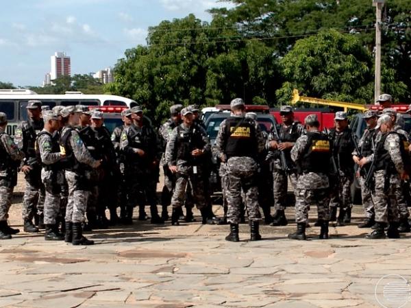 Homens da Força Nacional em Teresina.(Imagem:Reprodução/TV Clube)