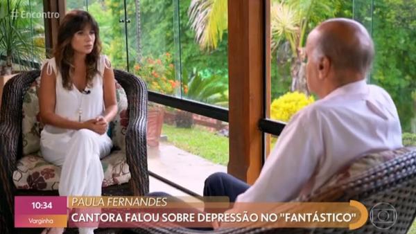 Paula Fernandes falou sobre a depressão no quadro do Fantástico.(Imagem:TV Globo)