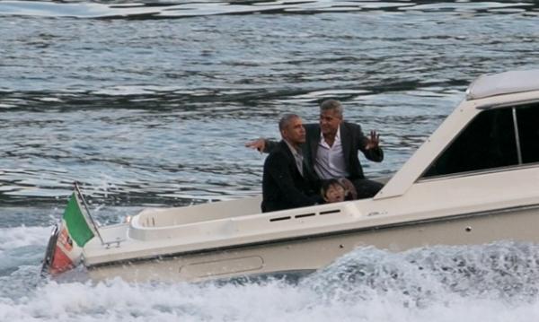 Barack Obama e George Clooney no Lago Como.(Imagem:The Grosby Group)