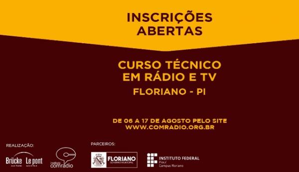 Instituto Comradio abre inscrições para nova turma do Curso Técnico de Rádio e TV em Floriano.(Imagem:Divulgação/Comradio)
