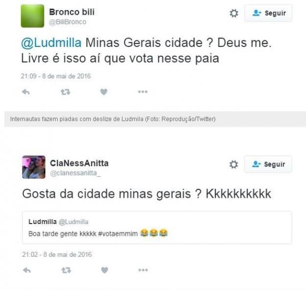 Internautas fazem piadas com deslize de Ludmila.(Imagem:Reprodução/Twitter)