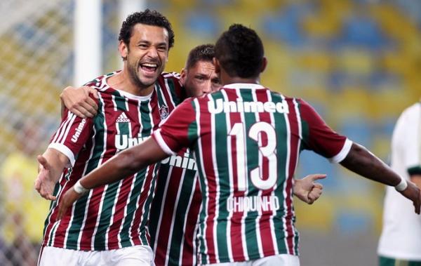 Fred comemora um dos gols marcados contra o Palmeiras.(Imagem:Photocamera)