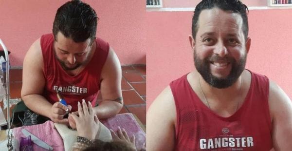 Robson Barbosa, 42, encontrou no trabalho manual de manicure uma maneira de superar a depressão.(Imagem:Arquivo pessoal)