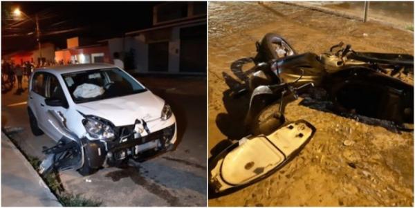 Colisão violenta entre carro e moto deixa uma pessoa morta em Parnaíba.(Imagem:Portal do Catita)