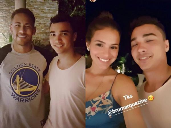 Amigo posa com Bruna Marquezine e Neymar em festa.(Imagem:Reprodução / Instagram)