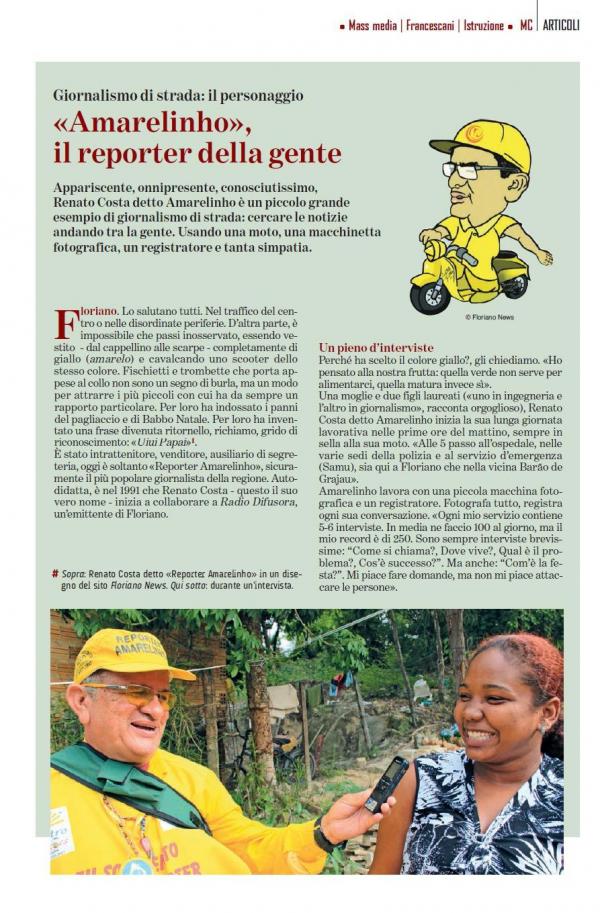 Repórter Amarelinho é destaque em revista italiana.(Imagem:Divulgação)