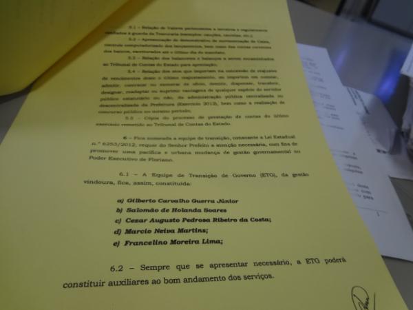 Divulgado nomes da equipe de transição para a prefeitura de Floriano.(Imagem:FlorianoNews)