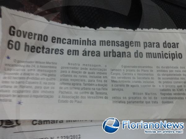 Sessão na Câmara discutiu doação de terreno do Distrito Industrial de Floriano.(Imagem:FlorianoNews)