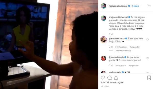 Apresentadora Maju Coutinho compartilhou vídeo de Maria Alice.(Imagem:Reprodução/Instagram)
