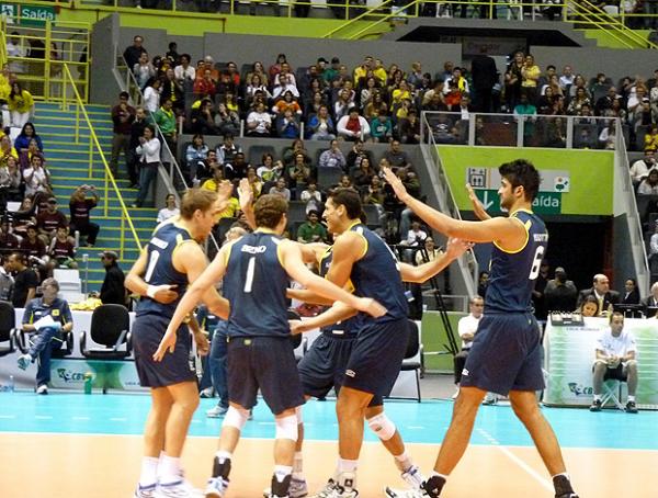 Brasil festeja sua segunda vitória em São Paulo sobre Porto Rico.(Imagem:Fernanda Duque Estrada / CBV)