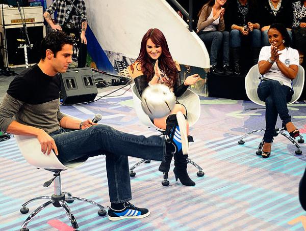 Kaká, Dulce Maria e Daiane dos Santos gravam o 'Altas Horas'.(Imagem:Marcos Ribolli / GLOBOESPORTE.COM)