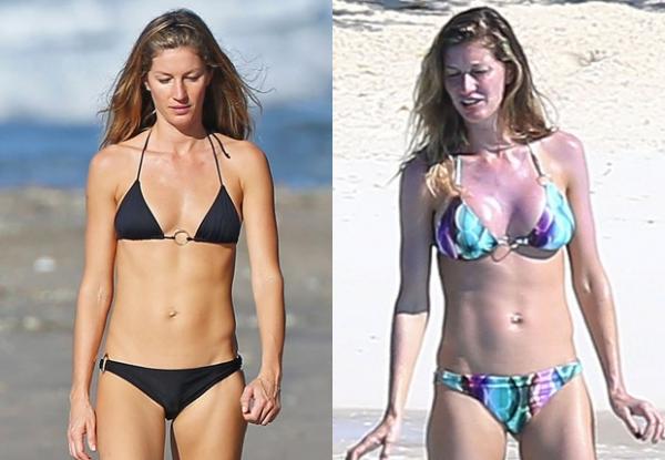 Após rumores de silicone, Gisele Bündchen exibe seios maiores(Imagem:Globo.com)