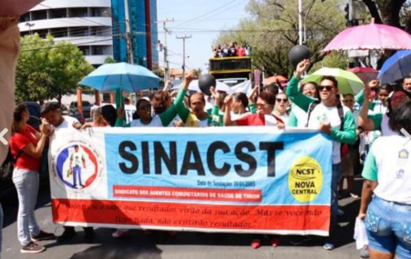 Trabalhadores do Piauí fazem protesto contra a reforma da Previdência.(Imagem:Cidadeverde.com)