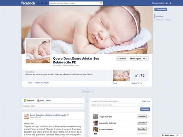 Página intermedeia suposta venda de bebês pela internet(Imagem:Divulgação)