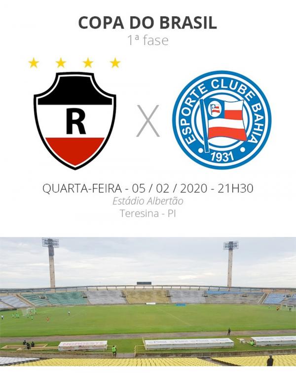 River-PI x Bahia na primeira fase da Copa do Brasil 2020.(Imagem:Infoesporte)